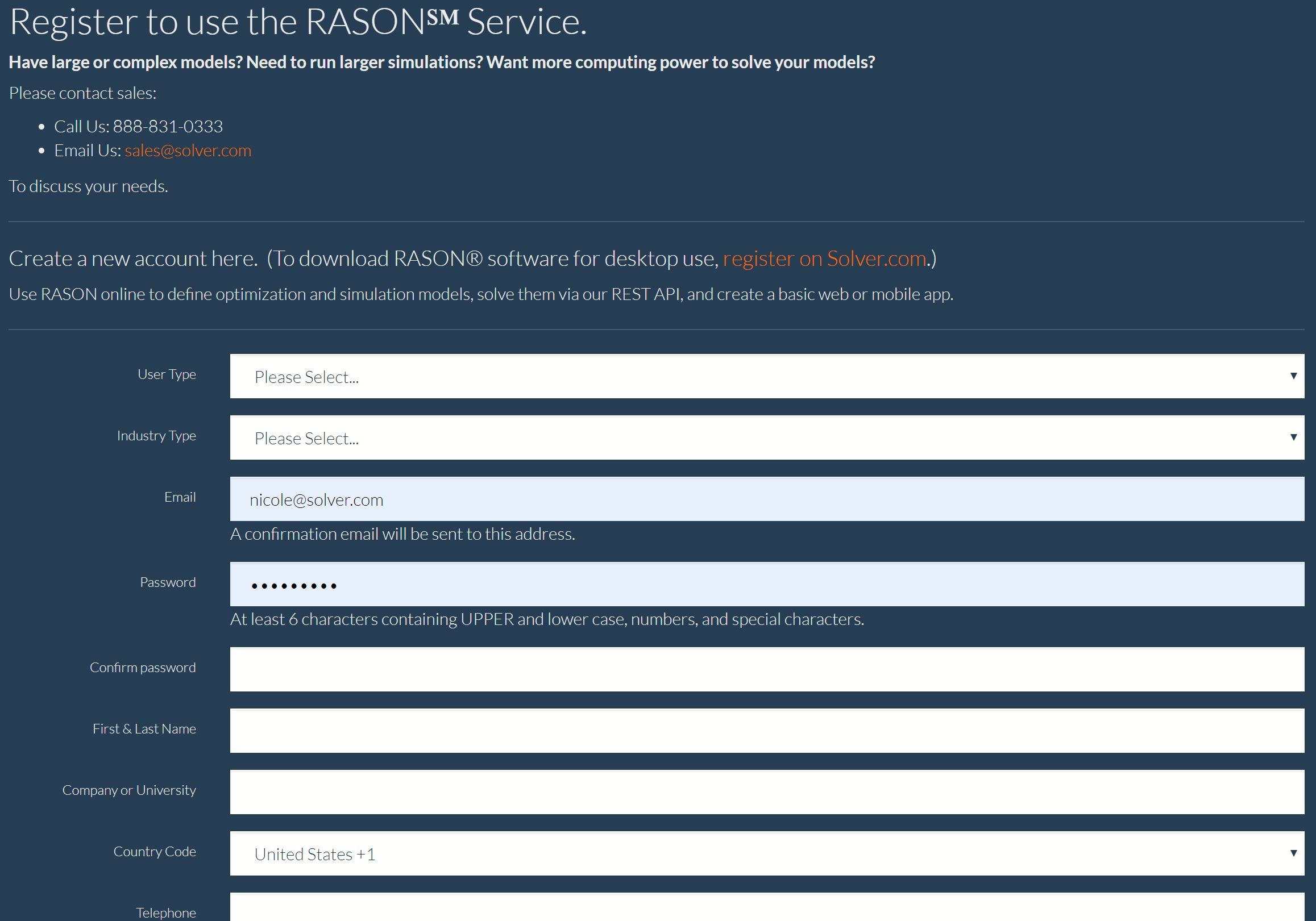 www.RASON.com Registration Page